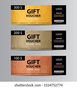 Set of gift voucher templates with special offer.
