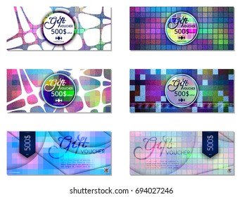 Set of Gift voucher. Vector, illustration. 