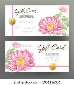 A set of gift vouchers with tropiÃ± flowers. Stock vectorÂ illustration.