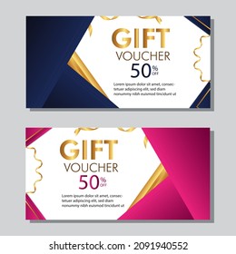 set of gift vouchers with ribbon and golden effect 