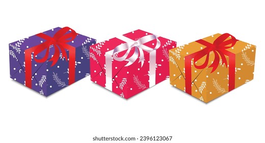 Set of gift wrapping boxes. Hand-drawn design and highly creative ideas are applied to make the upcoming Christmas memorable. 