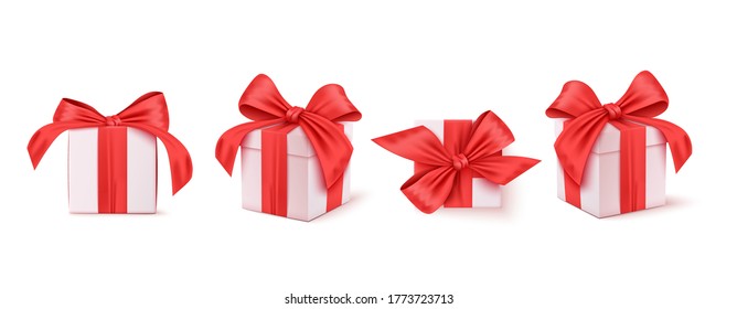 Set of Gifts box. Collection realistic gift presents. Vector illustration