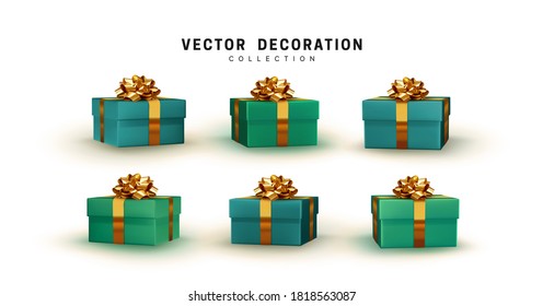 Set of gifts box. Collection realistic gift presents. Vector illustration.