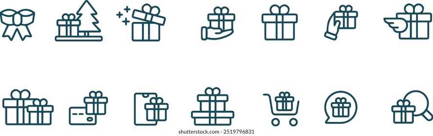 set of gifts box icon vector line design , gift icon