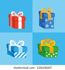 conjunto de cuadros de regalo icono de presentación