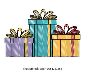 set gifts boxes presents icon