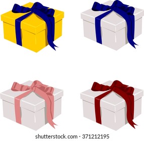 Set of gifts in different colors