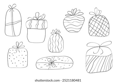 Set of gifts in doodle style