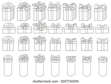 Set of gifts in hand draw style. Collection of cute vector illustrations