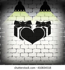 Set of gifts and heart icon. Flat illustration.