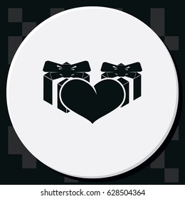 Set of gifts and heart icon. Flat illustration.