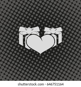 Set of gifts and heart icon. Flat illustration.