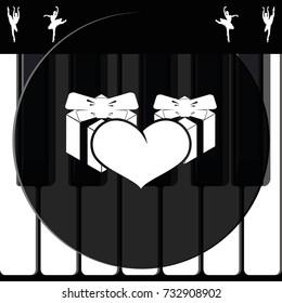 Set of gifts and heart icon. Flat illustration.