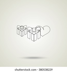 Set of gifts icon. Heart illustration.