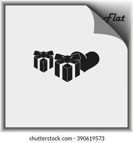 Set of gifts icon. Heart illustration.