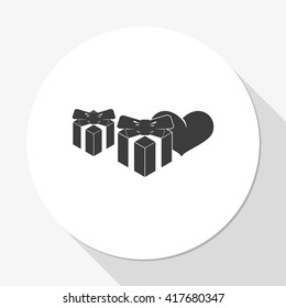 Set of gifts icon. Heart illustration.