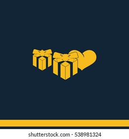 Set of gifts icon. Heart illustration.