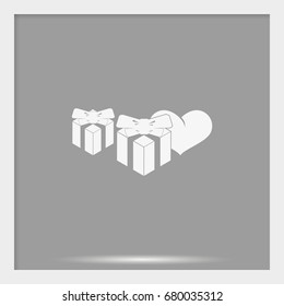 Set of gifts icon. Heart illustration.