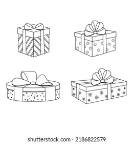 Set of gifts with line style patterns. Vector illustration