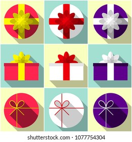 A set of gifts with ribbons