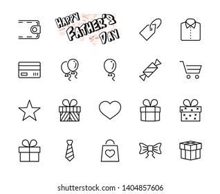 Set of gifts, vector line icons. Contains symbols gift cards, ribbons and more. Editable Stroke. 32x32 pixel.