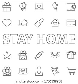 Set of Gifts Vector Line Icons. Contains Symbols Gift Cards, Ribbons and more. Editable Stroke. 32x32 pixel.