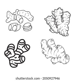 set of ginger slices vector, line isolated or logo isolated sign symbol vector, outline and stroke style Collection of high-quality vector illustration,