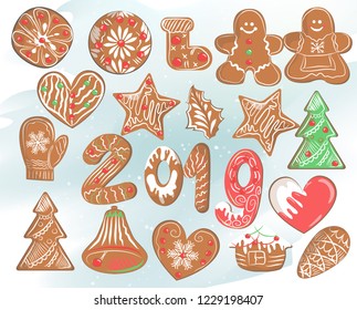 Set  of Gingerbread Christmas Cookies