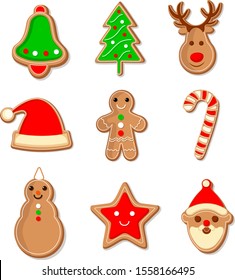 Set of Gingerbread Christmas Cookies 