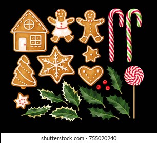 Set of gingerbread cookies