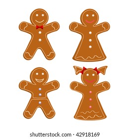 Set of Gingerbread cookies. Christmas cookies. Vector illustration.