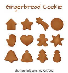 Set of gingerbread cookies on a white background.