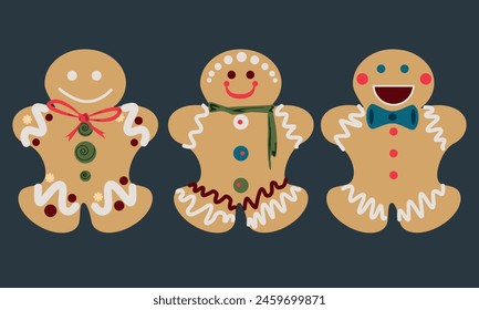Set of gingerbread men holiday christmas