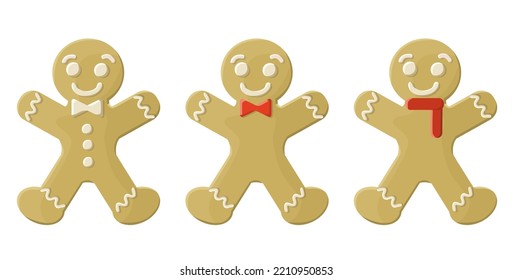 set of gingerbread men on white