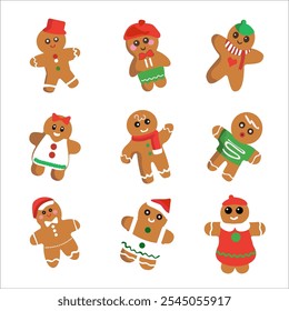 Set Gingerbread nice people in different clothes