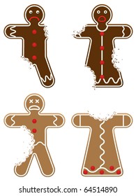 Set of Gingerbread people with bites taken from them
