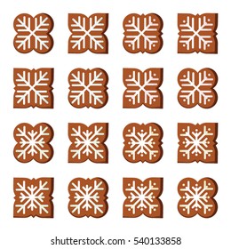 Set of gingerbread with sugar icing - vector illustration