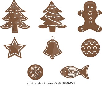 A set of gingerbreads. The set contains eight pieces of gingerbread.