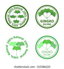 Set of Ginkgo biloba labels