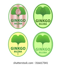 Set of Ginkgo biloba labels
