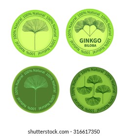 Set of Ginkgo biloba labels