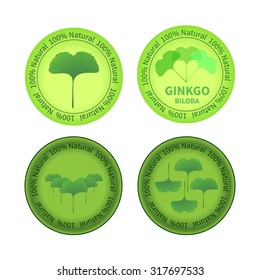 Set of Ginkgo biloba labels