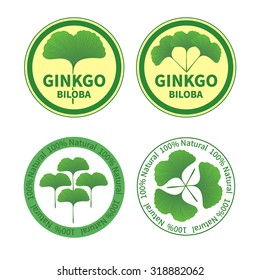 Set of Ginkgo biloba labels