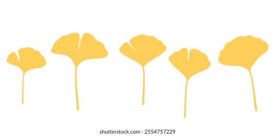 Set of ginkgo leaves isolated on white background vector.