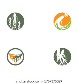 Establecer símbolo vector de plantilla de logotipo de onda de Ginseng 
