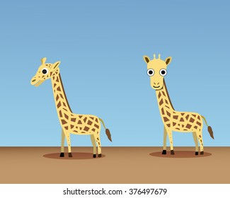 Set of giraffe in cartoon style