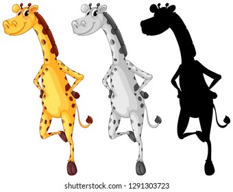 Set of giraffe character illustration