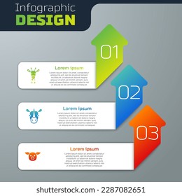 Set Giraffe head, Rhinoceros and Pig. Business infographic template. Vector