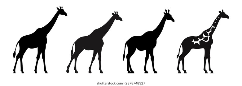 Set of giraffe silhouettes. giraffe isolated. Vector illustration