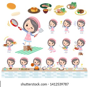 A set of girl about cooking.There are actions that are cooking in various ways in the kitchen.It's vector art so it's easy to edit.
